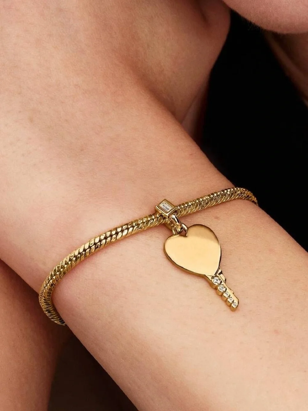 Pandora Engravable Heart Key Pendant